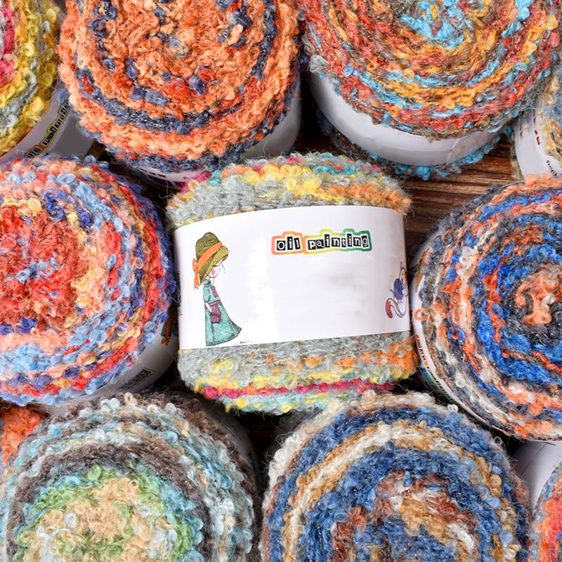1 шт шерстяная нить модный вязаный шарф теплый цвет ручная работа градиент масляная живопись ретро стиль пряжа клубок