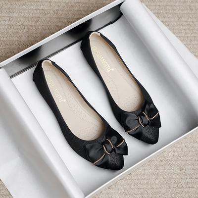 Женская обувь Весна Лето Бант Однотонные Балетки Слипоны Удобная Обувь с Острым Носком Плоская Обувь Большой Размер 34-43 WSH4924
