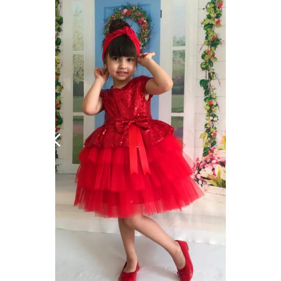 Красное вечернее платье из тюля для девочек
