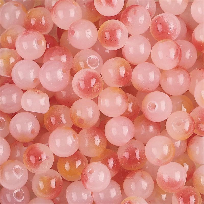 Комплект браслетов из бисера Summer Jelly Gold Glitter: Двойные стеклянные круглые бусины и полусахарные пузырчатые бусины