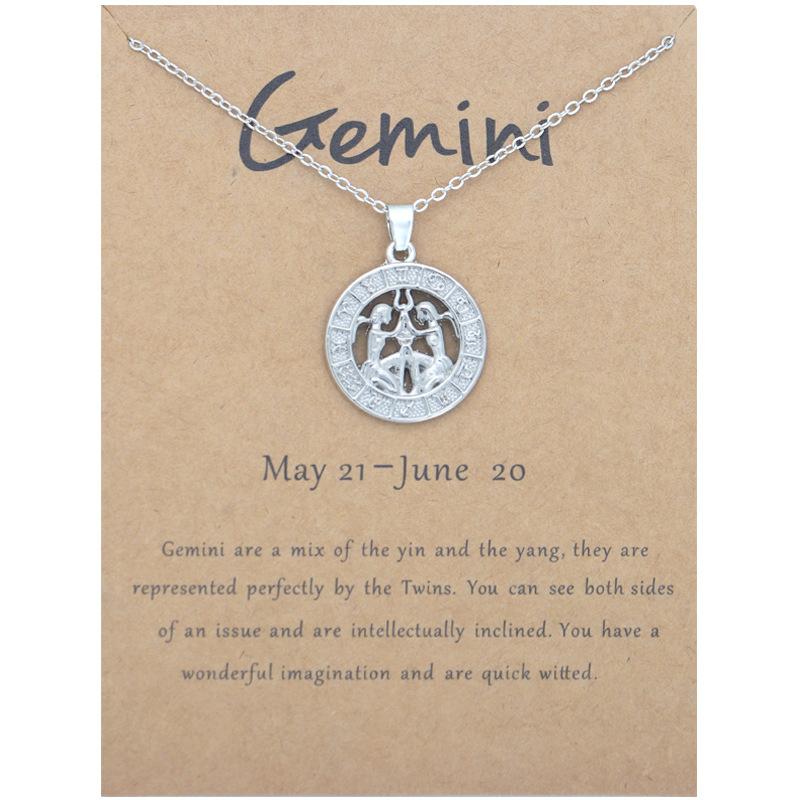 12 Zodiac Signs 3D Image Pendant Necklace Ins In Stock Zodiac Card Collarbone Chain