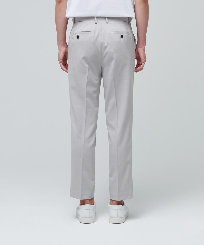 MUSINSA STANDARD Relaxed Tapered Hidden Banding Crop Slacks [Light Gray]