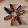 2025 Ethnic Style Cowhide Wedge Heels: Soft Leather Bow Shoes for Women