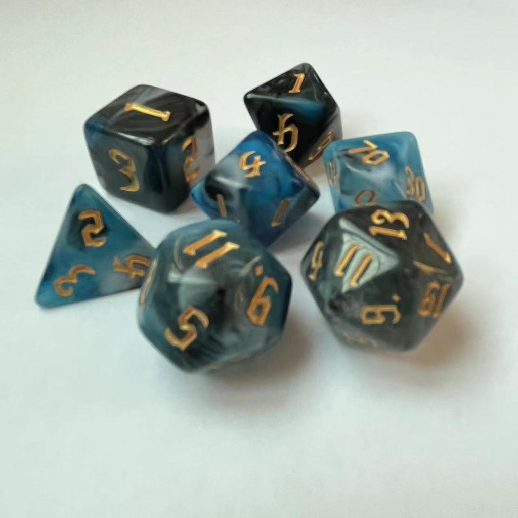 7 шт./лот, многогранные игральные кости из смолы D&D D4 D6 D8 D10 D% D12 D20, многогранные игральные кости TRPG, настольные игры