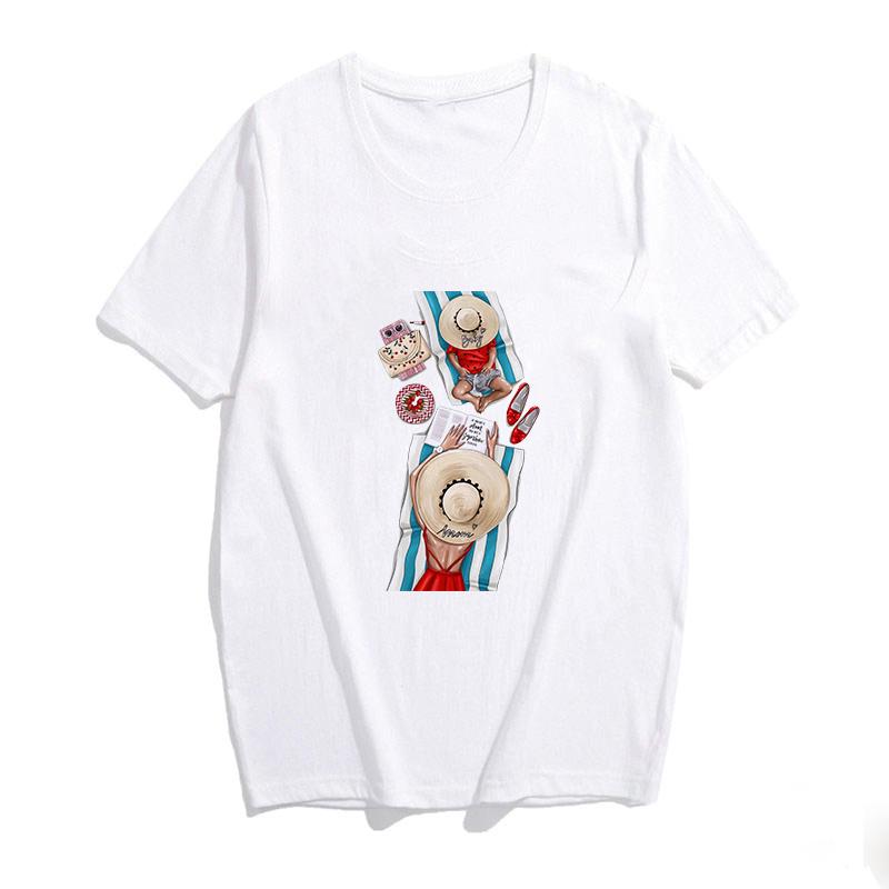 Super Mama Print Female T Shirt Son And Mom Summer Harajuku Women Clothes White Tshirt