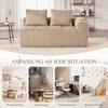 Cozy Corduroy Two-Seater Sofa – No Assembly, Soft Back Cushions, Side Storage Pocket for Remote Control and Phone, Cup Holder – Neat and Aesthetic.