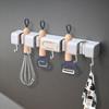 Plastic Wall-Mounted Mop Holder Punch-Free Waterproof Mop Broom Hanger with Hooks Space Saving Broom Storage Rack Bathroom