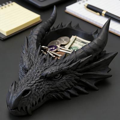 Подставка-лоток в виде головы дракона, 3D-печать, готический органайзер для стола, держатель для ключей, украшений на стол для прихожей, домашнего офиса, спальни, туалетного столика