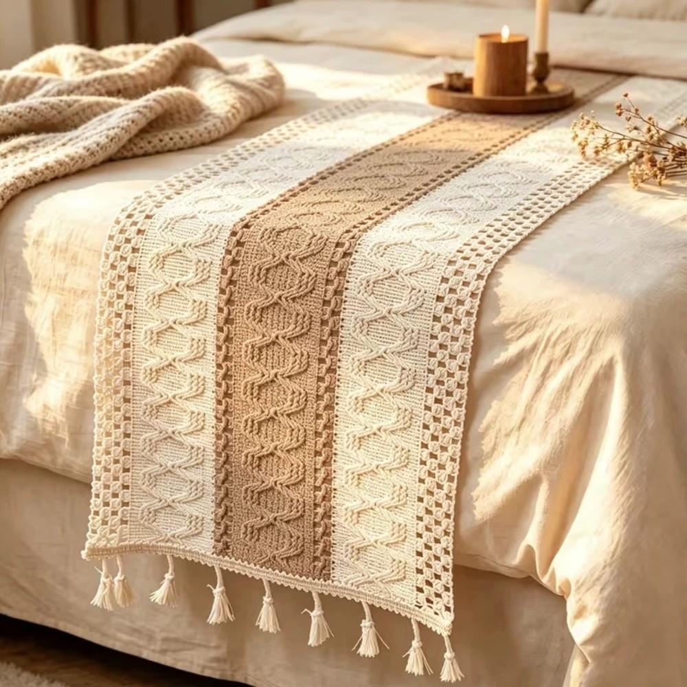 Soft Bohemian Table Flag Rustic Style Macrame Table Mat Knitted Cover Cloth Festivals Decoration