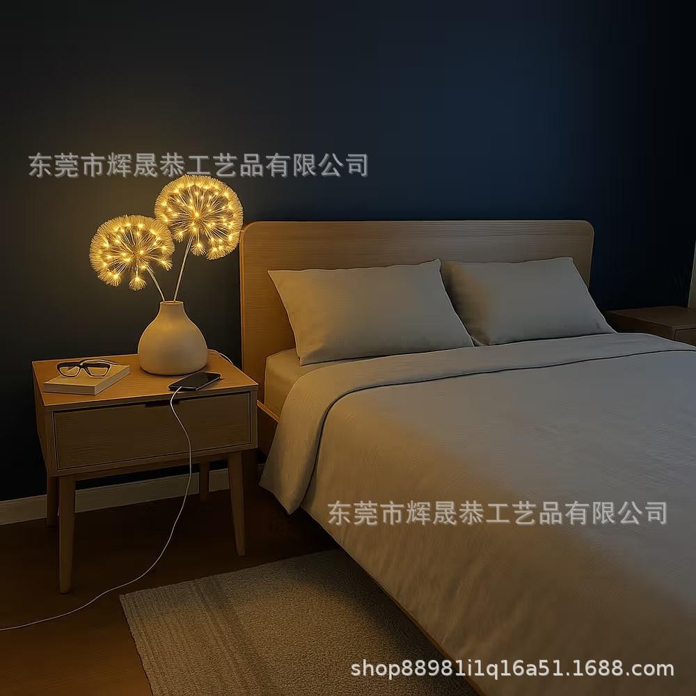 Светодиодная настольная лампа в форме одуванчика, ambient light, металлическая проволока, настольные украшения, декор для дома, light luxury