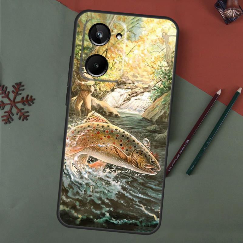 Vintage Trout Fishing Case For Realme 15 Pro GT7 GT6 C65 C67 C61 C53 C55 C51 C35 C63 C71 C75 11 12 13 14 Pro Plus