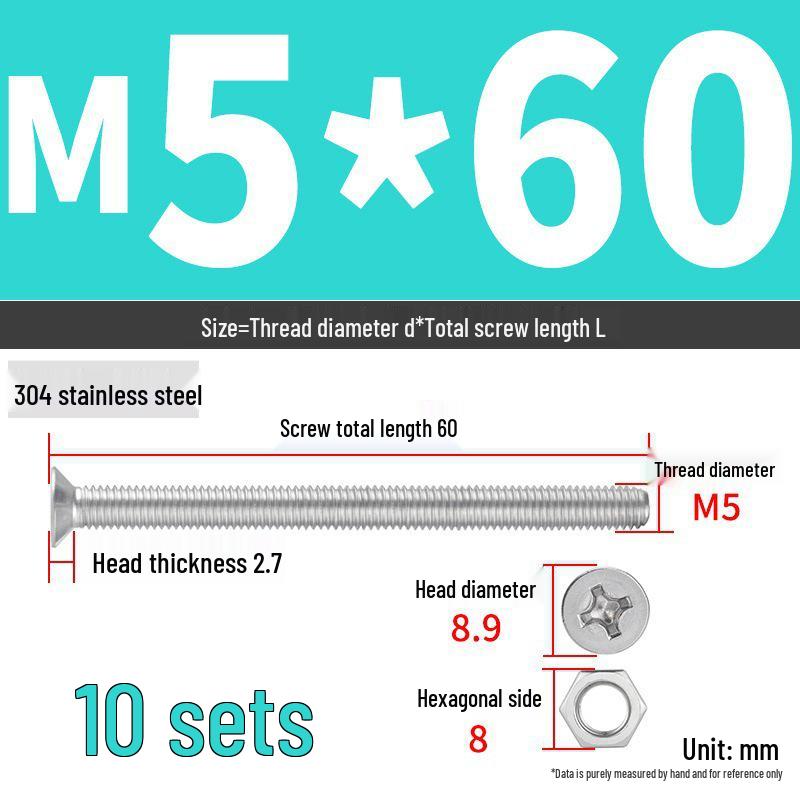 Набор Extra Long Phillips Flat Head Винтов и Гаек из Нержавеющей Стали 304 (2М, 3М, 4М)