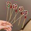 Красная кисточка, жемчужный цветок, палочка для волос, элегантная, в форме веера, китайский, универсальный стиль, жемчужная палочка для волос, вилка для волос, заколка, вечеринка Ханфу