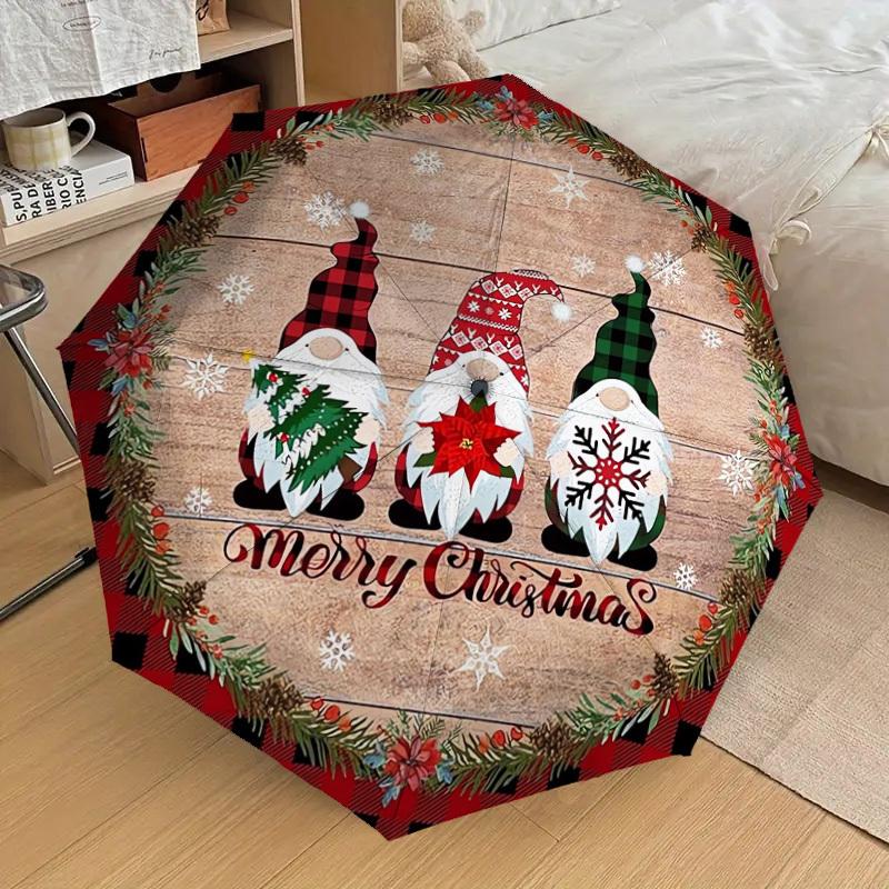 1pc Christmas Gnomes Decorative Plaque Umbrella with Plastic Handle,Suitable for All Seasons Home Travel Outdoor UmbrellaDD237