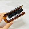Amber Folding Comb Boar Bristle Hair Brush Portable Styling Tool Salon Travel