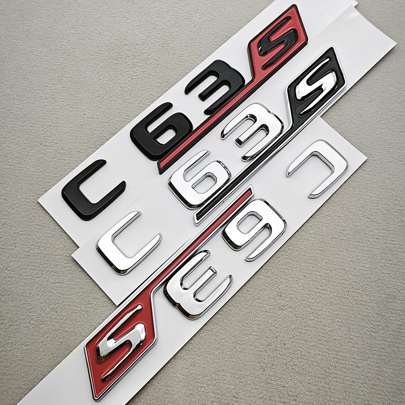 For Mercedes Benz AMG C63S Auto Tail Accessories New 3D ABS Car Styling Logo C63S Badge Sticker Rear Trunk Emblem Decals AV1