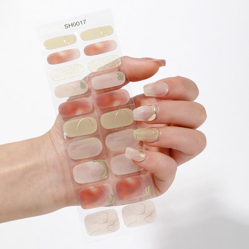 Gel Nail Sticker 20 Nail Semi-curing Lamp Nail Sticker Hardens Waterproof Full Sticker Fluorescent