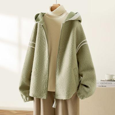 Новая корейская версия с простым темпераментом, модным и нишевым дизайном, утолщенная шерстяная с капюшоном