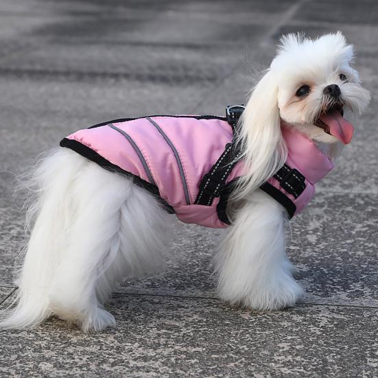 Dog Winter Coat with Zipper Padded Waterproof Jacket Harness Thickened Windproof Snow Jacket for Small Medium Large Dogs