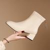 Classic Winter Autumn Ankle Boots Women's Fashion Thick Heel Square Toe Boots Casual Low Heel Sexy Retro Winter Boots