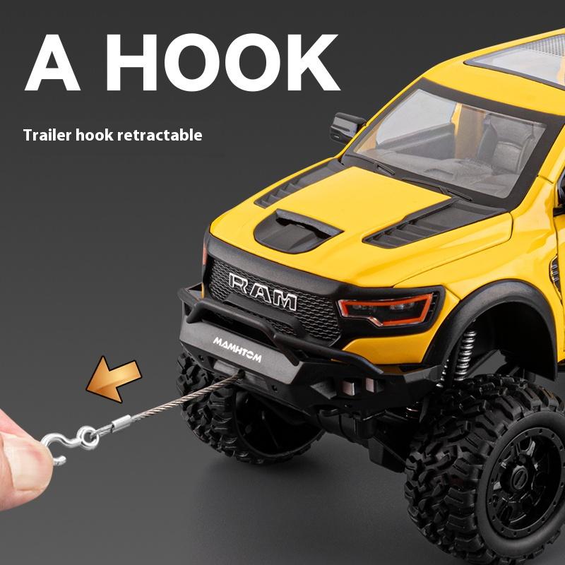 Большой размер 1/24 Пикап-внедорожник Dodge Mammoth 6X6 Детская игрушечная машинка Симуляция Литая модель автомобиля Украшение Подарок для мальчика