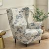 Feather Pattern Wing Chair Cover Stretch Spandex Armchair Covers Removable Relax Single Sofa Slipcovers With Seat Cushion Covers