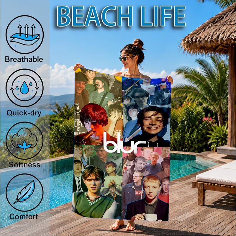 1PC Blur Music Beach Towel for Adults/Family ,Beach Towel, Ultra Absorbent Quick-Drying Pool Towels for Travel, Swimming, Camping Gift
