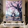 Custom Text Printed Tapestry Frieren Beyond Journey's End Pattern Large Wall Hanging Indoor Room Decor
