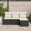 VidaXL Ensemble de Canapés de Jardin 4 pièces avec Coussins Noir Rattan Poly 3345987