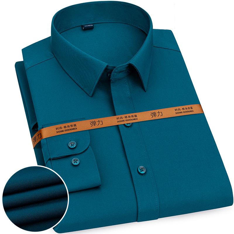 Solid Color Thin Breathable Men Long Sleeve Shirt Classic Slim Fit Business Formal Social Casual Basic Daily Wear Brand Top