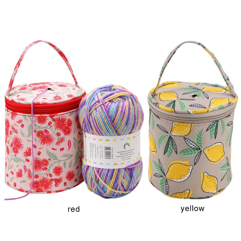 Сумка-органайзер для вязания крючком с цветочным узором, сумка для хранения пряжи, молния с ручкой-ремешком