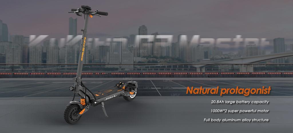 Электросамокат Kukirin G2 Master 1000 Вт*2 Двойной двигатель 52 В 20,8 Ач 60 км/ч Гидравлический амортизатор G2Master Электрический кик-самокат