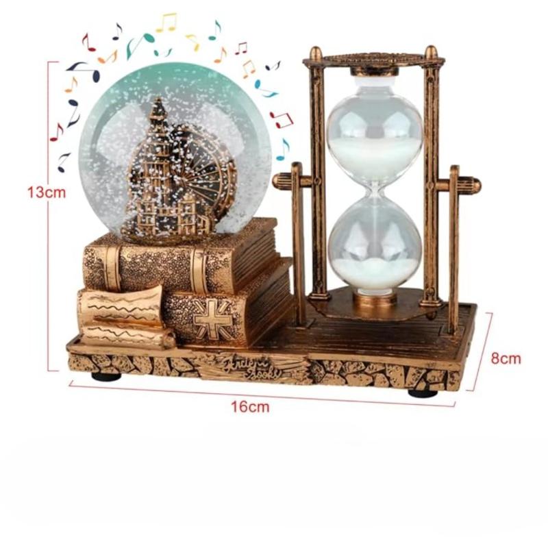 Светодиодный музыкальный стеклянный шар со снегом, Песочные часы, Часы-песочница, Декор для дома, Настольный декор