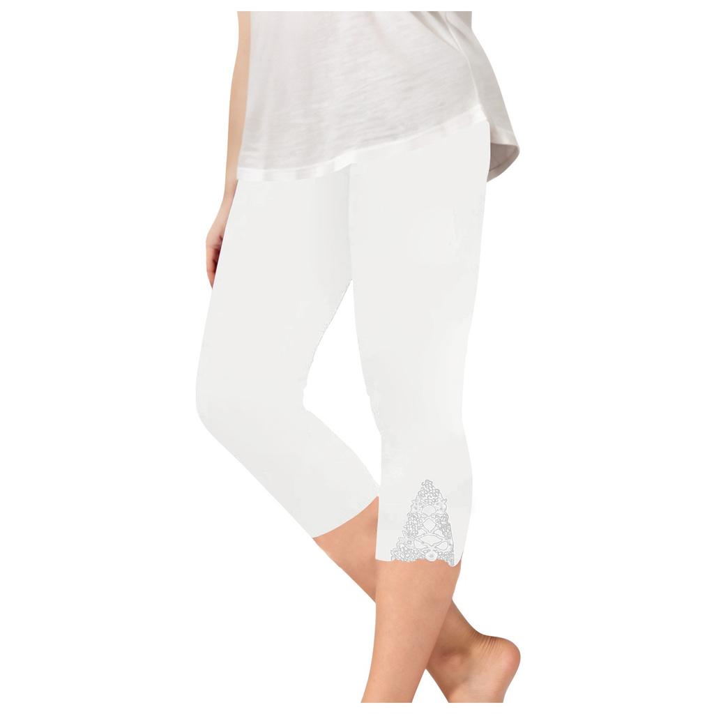 Детские модные однотонные милые повседневные спортивные штаны для йоги с кружевом, укороченные леггинсы