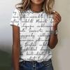 Summer Retro Letter 3D Printed T-shirt Women's Short Sleeved Casual Round Neck T-shirt Top Harajuku Street T-shirt Women's Clothing