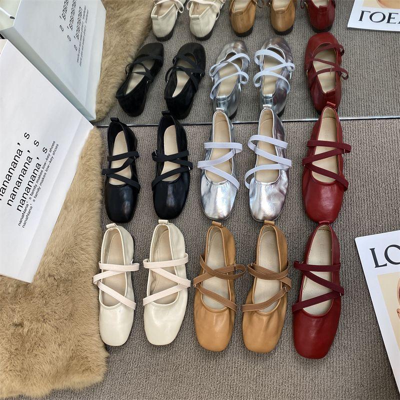 2025 новые весенние туфли-балетки с квадратным носком и мелким вырезом, женские туфли-лодочки, женские туфли на плоской подошве Мэри Джейн, туфли-дуду
