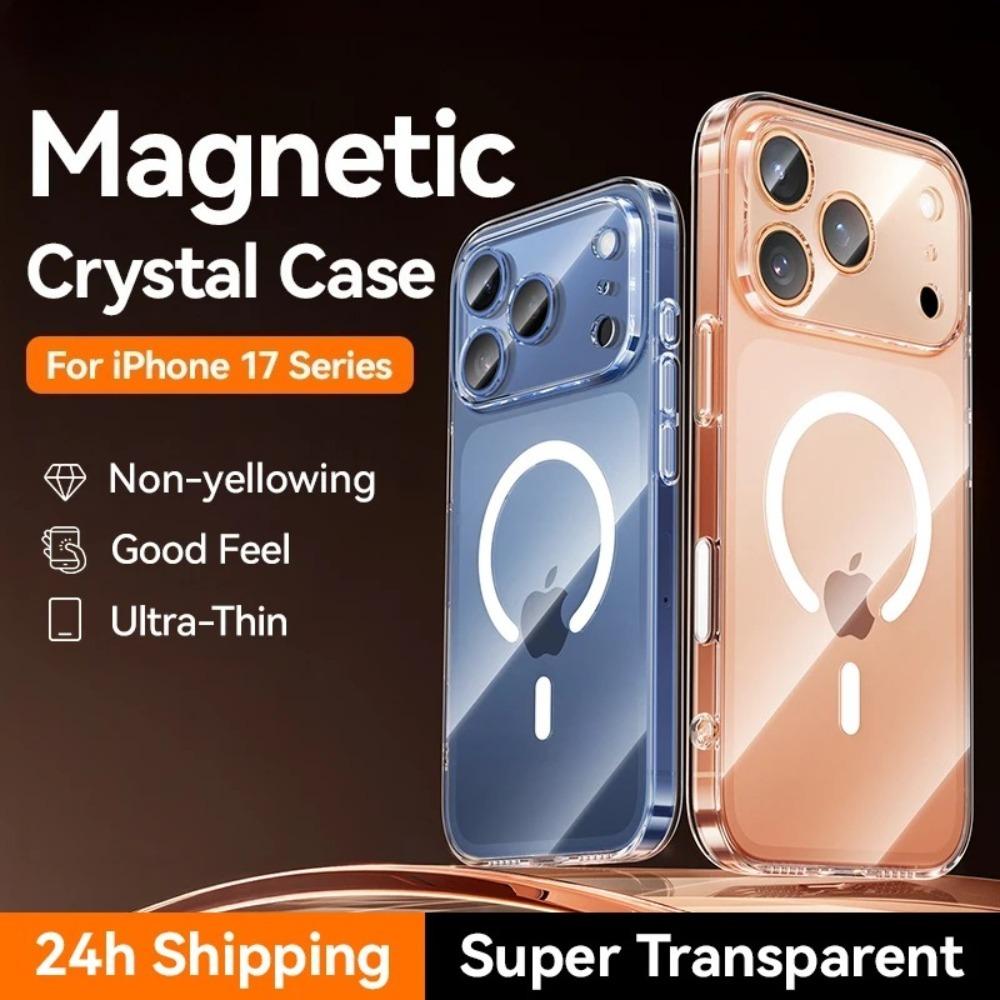 Новый магнитный чехол для iPhone 17 Pro Max Чехол Анти-желтый Прозрачная крышка для iPhone 17 Pro Max Air Беспроводная зарядка Тонкий чехол