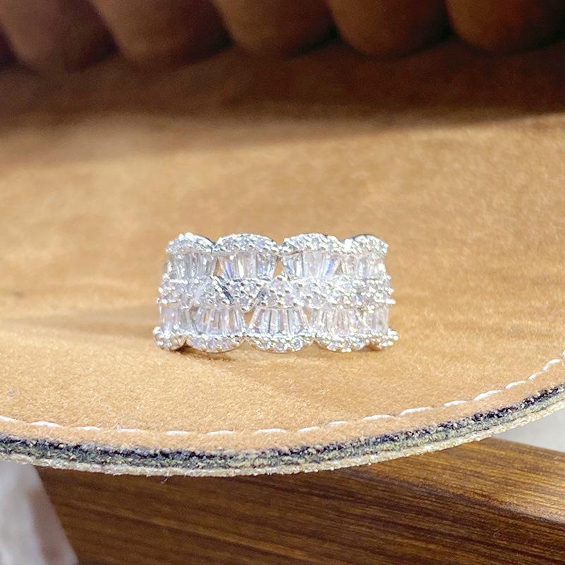 Взрывной Лед Бриллиант Цыганская Звезда Полный Бриллиантов Цир*****Пен Кольцо Нишевое Изысканное Легкая Роскошь Высококлассное Кольцо Женщина