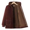 Mom's Plus Size Hooded Fleece-Lined Winter Coat for Middle-Aged and Elderly Women - Lambswool Padded Jacket
