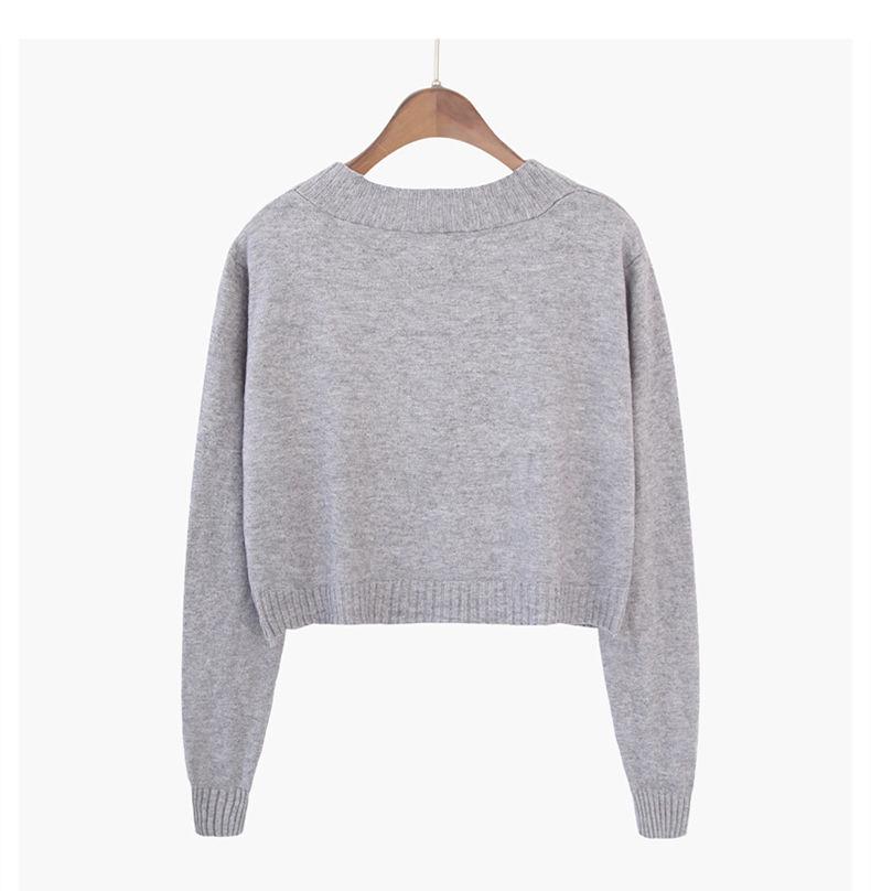 Женский вязаный кардиган с v-образным вырезом, женский повседневный универсальный короткий топ в корейском стиле, свитер