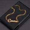 Atoztide Personalized Custom Name Necklace Bracelet Jewelry Set Figaro Chain Pendant Stainless Steel For Women Birthday Gift