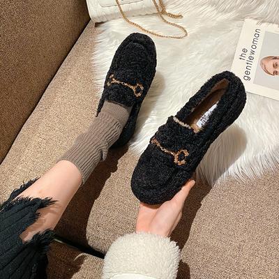 Шапка-бини из овечьей шерсти, женская, осенне-зимняя, обувь на платформе, женская одежда, хлопковая обувь, большой размер 41-43 для тепла