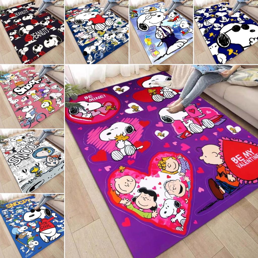 Non-slip area rug for living room with Snoopy cartoon design, soft rug for bedroom, children's playroom, sofa, home decor, doorm