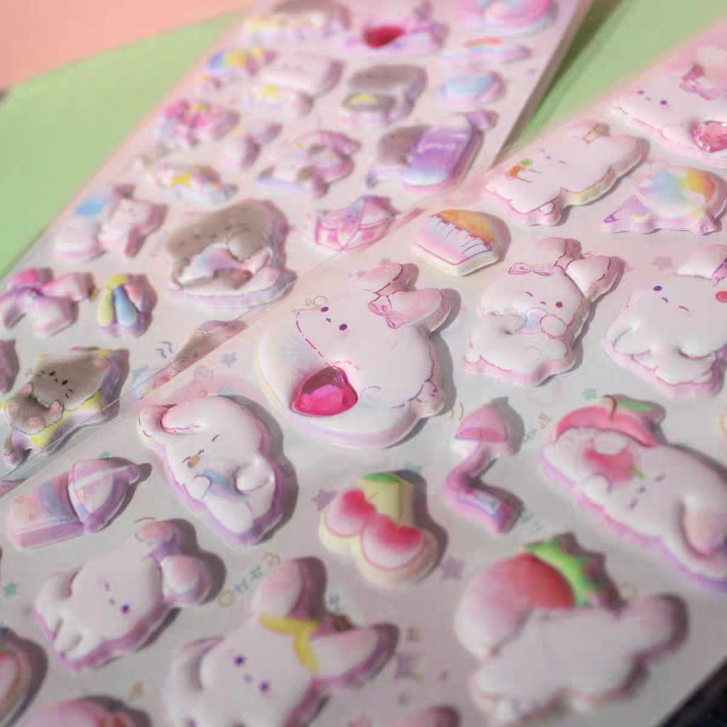 4 шт. Мультяшные животные Мечта Медведь Кролик 3D Пухлая наклейка Скрапбукинг Сделай сам Дневник Канцелярская наклейка Милый декор Школьные принадлежности