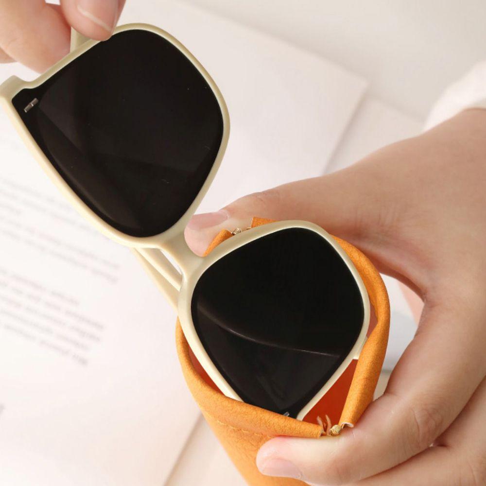 Simple Letter Small Coin Purse Cosmetic Bag Sunglasses Storage Bag PU Leather Glasses Case