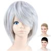 Парик Eden Cosplay, Премиум, Короткие волосы, 30 см, Термостойкий, Серебристый, WIG6041