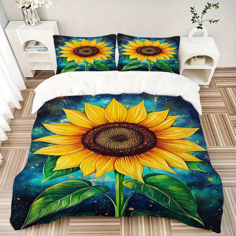 3pcs Sunflower Duvet Cover Set, Soft Comfortable Duvet Cover,Guest Room (1*Duvet Cover + 2*Pillowcase, Without Core) yy251104133