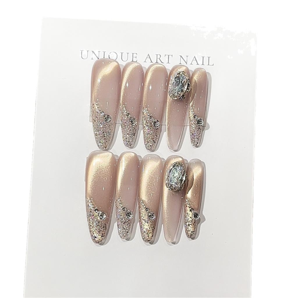 Island Necklace Atmosphere Pink Gold Side Light Cat Eyes Flash Fingertip Sequins A Thousand Gold Sense Wear Armor