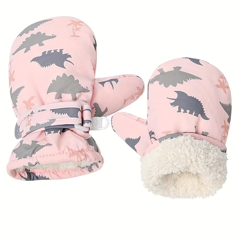 1 пара детских варежек, зимние уличные быстросохнущие перчатки для мальчиков и девочек, легко надеваемые бархатные теплые варежки для детей