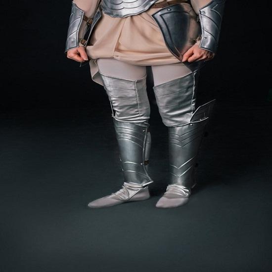 LARP Steel Protector - Fantasy Leg Armor Steel Nymph - Lady Warrior Steel Greaves - Pair - LARP Fantasy PROTE